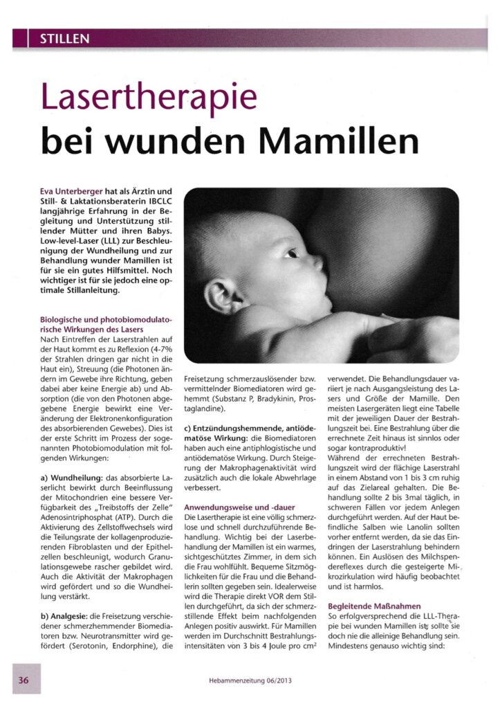 Lasertherapie, Wunden heilen, Brustwarzenentzündung, Mastitis behandeln, Stillen Köln, Steffi Weiss